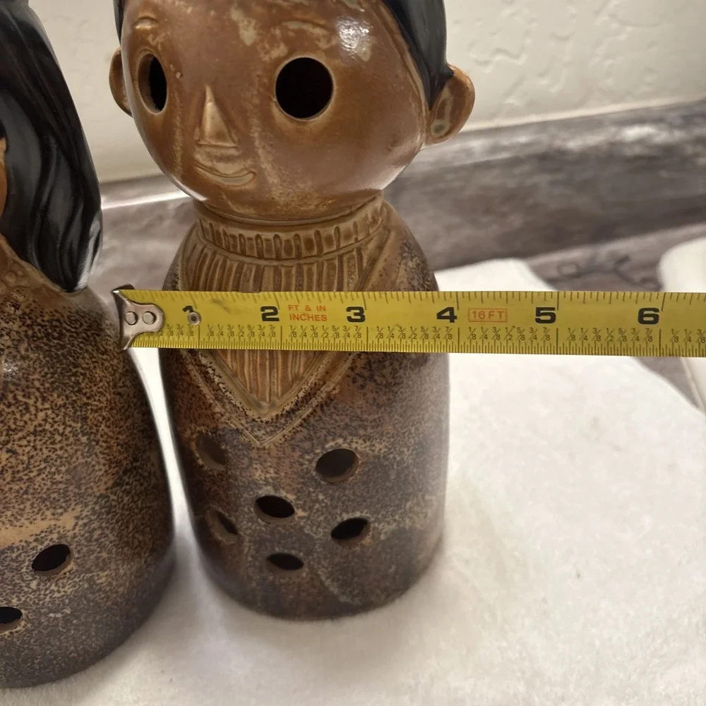 Vintage Price Import Boy and Girl Tealight Candle Holders Votive Japan 9.5
